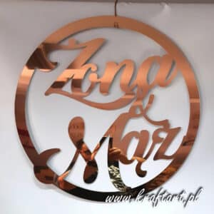 Koło dekoracyjne z napisem Żona i Mąż w lustrzanym wykończeniu