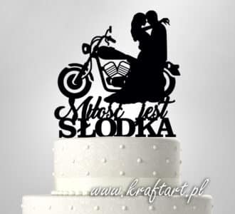 Topper na tort ślubny z motocyklem i parą