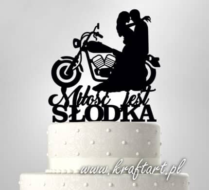 Topper na tort ślubny z motocyklem i parą