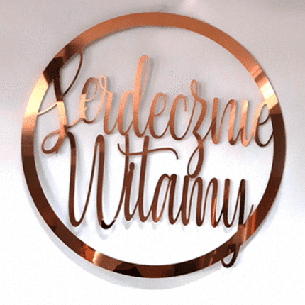 Lustrzane koło dekoracyjne z napisem Serdecznie Witamy