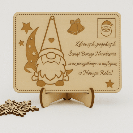 drewniana kartka świąteczna handmade