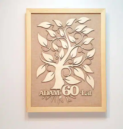 Ramka 3D z drzewem i imieniem Adam na urodziny