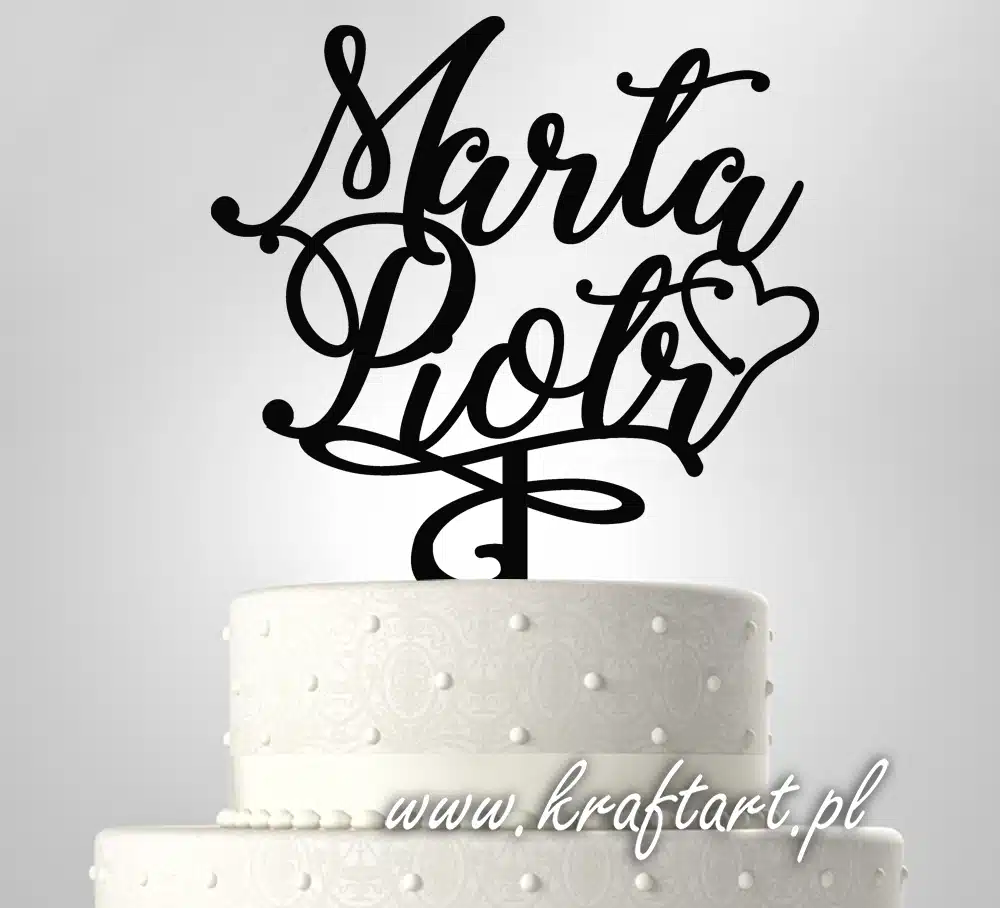 Topper imiona Topper na tort weselny z imionami ❤️ Personalizowany - obrazek 1
