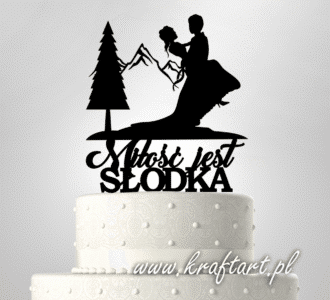 topper na tort weselny taniec z napisem „personalizowany napis”