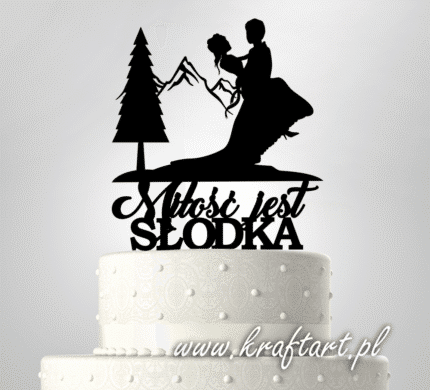 topper na tort weselny taniec z napisem „personalizowany napis”