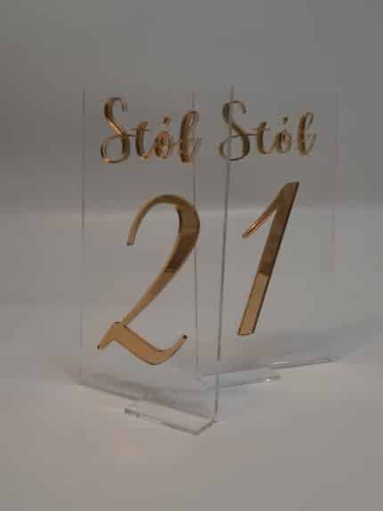 numeracja stołów lustrzany złoty