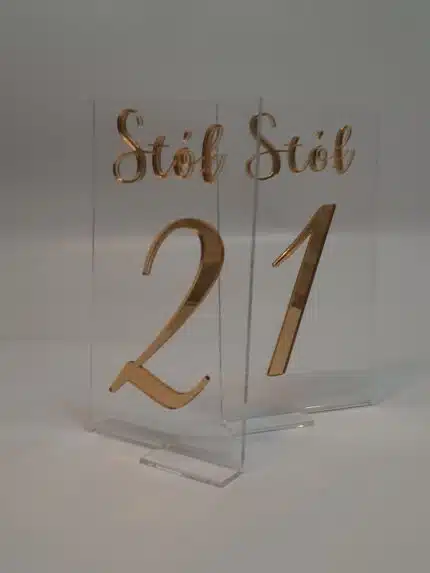 numeracja stołów lustrzany złoty