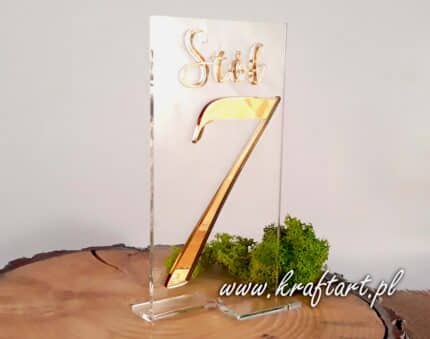 numer stołu weselnego akryl złoty