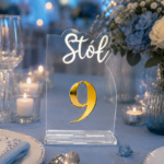 Numerki na stół weselny plexi złote glamour | Kraftart