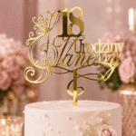 Topper na 18 urodziny z imieniem z lustrzanej plexi
