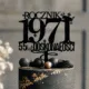 Topper na tort rocznik 1971 z czarnej plexi na 55 urodziny